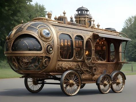 Steampunk Interior, Steampunk Illustration, Steampunk Vehicle, Steampunk City, Steampunk Artwork, Steampunk Airship, Steampunk House, Steampunk Crafts, Weird Cars