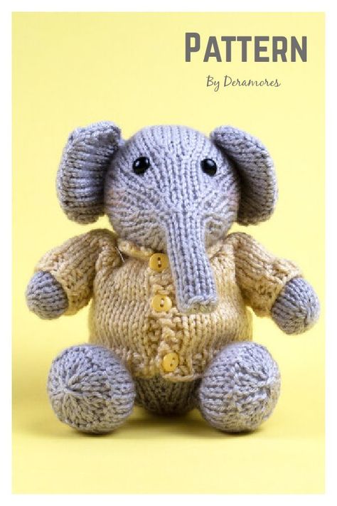 Little Elephant Amigurumi Knitting Pattern Knitted Elephant Pattern Free, Elephant Knitting Pattern, Elephant Amigurumi, Amigurumi Knitting, Simply Knitting, Tiny Elephant, Knitting Patterns Free Hats, Elephant Toy, Homemade Toys