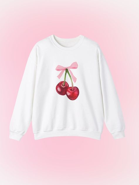 Coquette Girl, Romance Aesthetic, Valentines Cherry Ribbon Sweatshirt, Trendy Sweater Coquette Cherry, Clothing Minimalist, Aesthetic Valentines, Romance Aesthetic, Trendy Sweater, Chic Sweatshirt, Coquette Girl, Sweatshirt Trendy, Trendy Sweaters