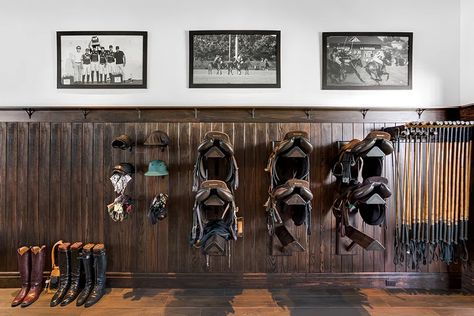 Tour a Modern Equestrian Estate in Wellington - STABLE STYLE Modern Tack Room, Tack Rooms, Equestrian Interior Design, Wellington Florida, Equestrian Interior, Equestrian Shop, Barn Pool House, Modern Equestrian, Stable Style