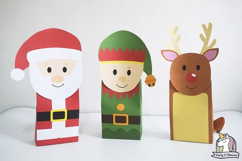 Christmas Favor Bags Christmas Favors For Kids, Diy Christmas Gift Bags, Free Craft Templates, Christmas Favor Bags, Santa Mailbox, Christmas Gift Inspiration, Elves Gift, Photo Christmas Ornaments, Fun Christmas Crafts