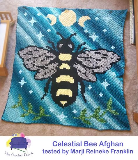 CrochetCouch - Etsy Bee Afghan, Pixel Art Bee, Crochet Graphgan Patterns Free, Graphgan Patterns Free, Graphgan Patterns, Yarn Bobbins, Crochet Graphgan, Crochet Pattern Written, C2c Crochet Pattern