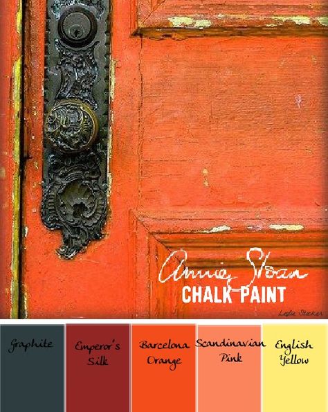 Barcelona orange door - Colorways Annie Sloan Chalk Paint Colors, Orange Paint Colors, Annie Sloan Colors, Orange Door, Orange Color Palettes, Paint Color Inspiration, Chalk Paint Colors, Chalk Paint Projects, Chalk Painting