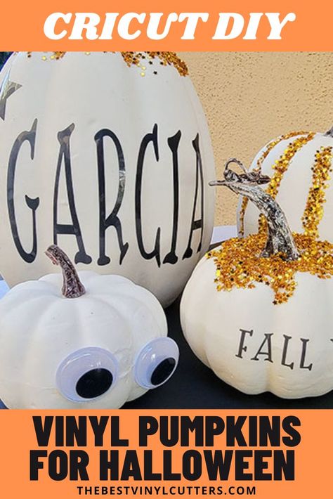 Diy Halloween Pumpkins, Paint A Pumpkin, Adhesive Vinyl Projects, Beginner Cricut, Pumpkins For Halloween, Halloween Pumpkin Diy, Pumpkin Uses, Trick Or Treaters, Cricut Halloween