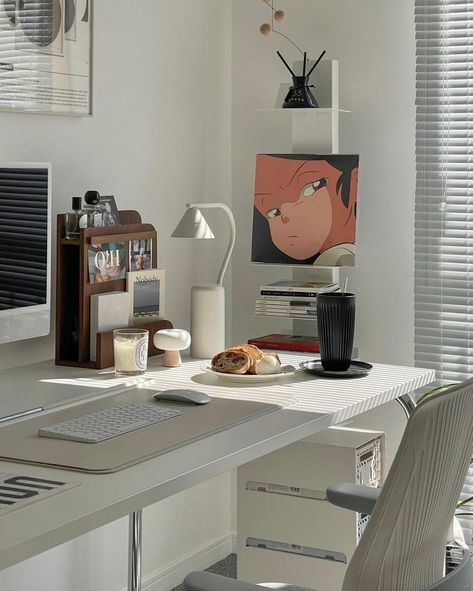 Aesthetic Study Table, Big Apartment, Workspace Aesthetic, Study Desk Decor, Affordable Aesthetic, Desk Layout, White Desk, Aesthetic Study, Desk Inspo