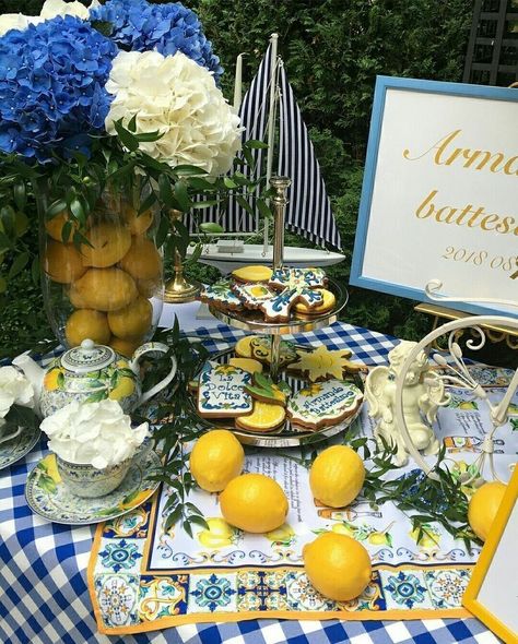 Citrus Wedding Table
 
summer wedding. table settings. citrus decor. italian wedding, greek wedding. table setting with citrus Bridal Shower Yellow And Blue, Italian Tea Party Decor, Italian Blue And Lemon Theme, Italian Lemon Decor, Limoncello Themed Party, Lemon And Blue Baby Shower Theme, Positano Themed Bridal Shower Ideas, Capri Theme Party, Positano Theme Party