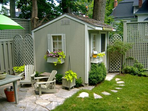 Outside Sheds, Small Garden Shed, Shed Landscaping, Shed Makeover, Yard Inspiration, Pergola Pictures, Shed Decor, Girl Cave, Greenhouse Shed