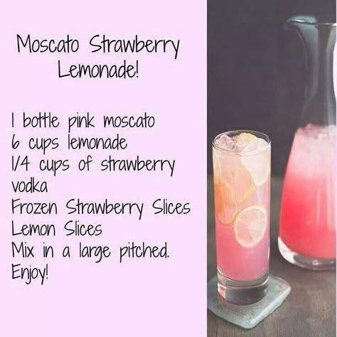 Moscato strawberry lemonade Moscato Strawberry Lemonade, Sommer Mad, Pink Moscato, Strawberry Vodka, Jello Shot, Milk Shakes, Moscato, Strawberry Lemonade, Slushies