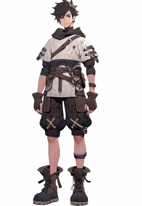 Fantasy Adventurer Male, Male Adventurer Character Design, Male Adventurer Outfit, Fantasy Adventurer Outfit Male, Rogue Clothes, Adventure Clothes Fantasy, Fantasy Adventurer Outfit, Dnd Characters Design, Adventurer Outfit