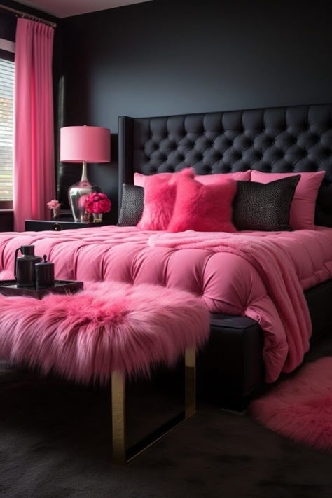 pink-bedroom-inspirations- Black Room Decor, Girl Apartment Decor, Black Bedroom Decor, Girly Apartment Decor, Luxury Room Bedroom, Pink Bedroom Decor, Classy Bedroom, Pink Room Decor, Luxury Room