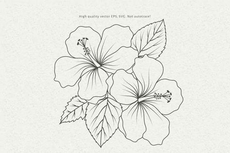 Hibiscus Svg, Hibiscus Drawing, Tropical Flower Tattoos, Hawaiian Flower Tattoos, Hibiscus Flower Tattoos, Tropical Tattoo, Hibiscus Tattoo, Summer Bouquet, Flower Sketches