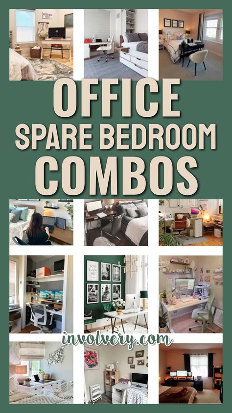 OFFICE / SPARE BEDROOM / COMBOS Office Spare Bedroom Combo Layout, Guest Room Craft Room Combo, Spare Bedroom Office Combo, Small Home Office Guest Room, Spare Bedroom Ideas Multi Purpose, Home Office And Guest Room Combo, Office Spare Bedroom Combo, His And Hers Office, Office Bedroom Combo