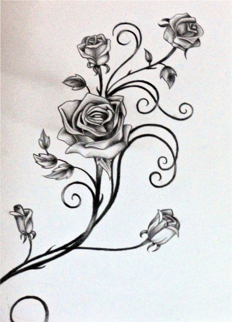 The front cover of my journal, inspired by some tattoo designs I found in the net. Made by pencils. Rose Vine Tattoos, Flower Vine Tattoos, Vine Drawing, Vine Tattoo, Rose Vine, Vine Tattoos, Tattoos Geometric, Tattoos Skull, Temp Tattoo