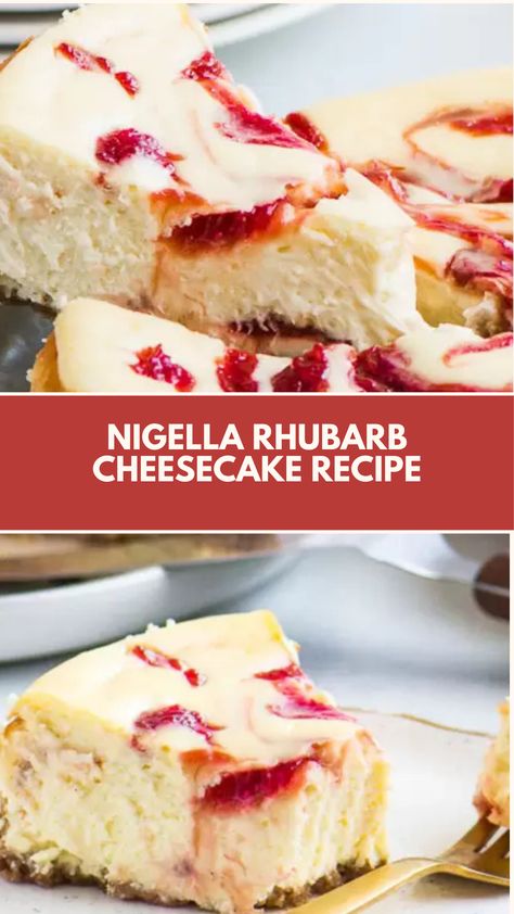 This delicious Nigella-inspired rhubarb cheesecake is a creamy, tangy dessert that’s easy to make and perfect for any occasion. With a simple crust and a rich, velvety filling, this quick treat uses common ingredients, and frozen rhubarb works just as well as fresh, making it a flexible, crowd-pleasing recipe. Nigella Lawson Recipes Desserts, Nigella Lawson Desserts, Rhubarb Cheesecake, Nigella Lawson Recipes, Quick Treats, Crowd Pleasing Recipes, Easy Cheesecake Recipes, Rhubarb Recipes, Easy Cheesecake