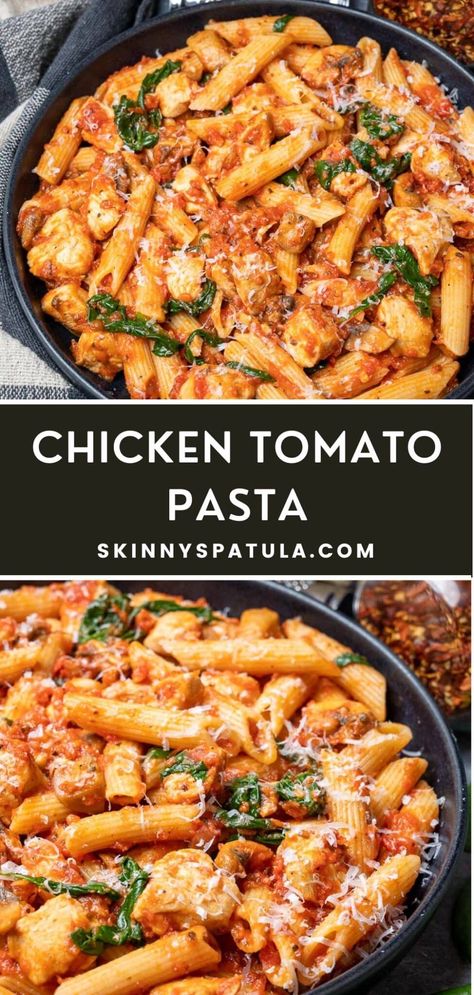 Chicken Tomato Pasta Tomato Pasta Chicken Recipe, Chicken And Tomato Recipes Healthy, Chicken Pasta With Tomato Sauce, Chicken Pasta Recipes Tomato Sauce, Easy Dinner Recipes With Tomatoes, Creamy Tomato Chicken Pasta Recipes, Creamy Tomato Pasta With Chicken, Chicken Rosa Pasta, Chicken And Tomato Pasta Recipes