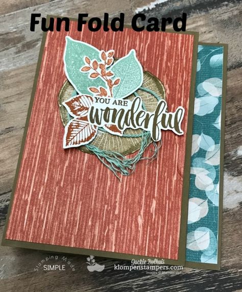 VIDEO TUTORIAL Included! Learn how to make this quick and easy fun fold using Rooted in Nature by Stampin' Up! Stampin Up Ringed With Nature, Ringed With Nature, Klompen Stampers, Nature Poem, Card Making Designs, Dandelion Wishes, Leaf Cards, Fun Folds, Nature Card