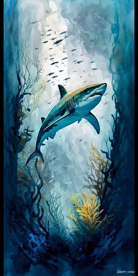 Megalodon Shark Art, Sharks Painting, Shark Artwork, Funny Optical Illusions, Pirate Ship Art, Surfboard Painting, Shark Painting, Shark Illustration, Shark Pictures