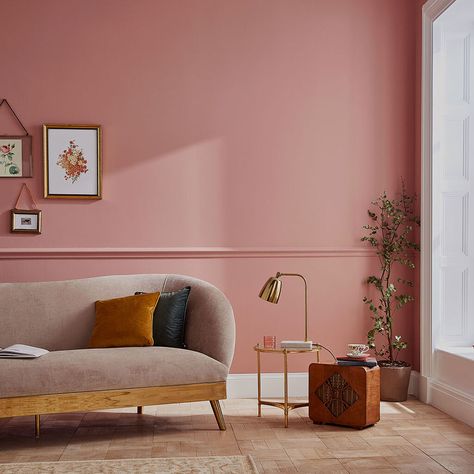 Highland Rose Paint | Pink Paint | Graham & Brown Murs Roses, Pink Paint Colors, Interior Wall Paint, Pink Living Room, Graham & Brown, Pink Paint, Carbon Neutral, Pink Interior, Pink Room