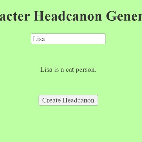 -Character headcanon generator Character Headcanon Generator, Headcanon Generator, Character Generator, Cat Person, Persona, Quick Saves, Pins