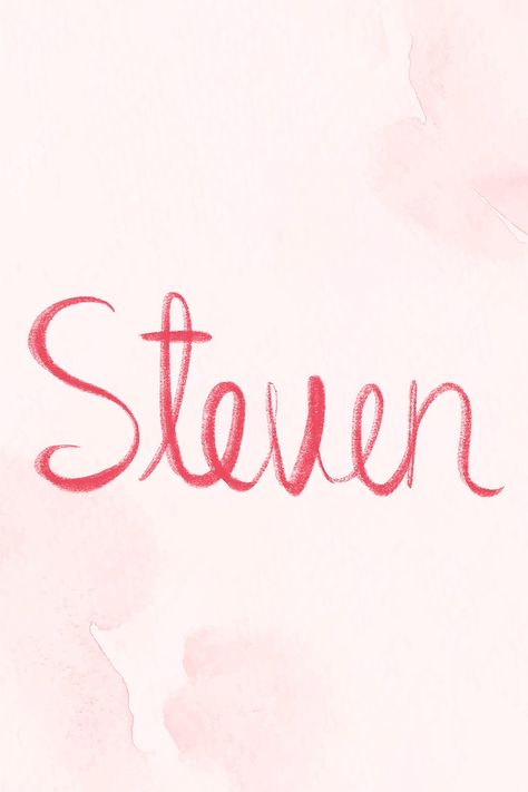 Steven Name, Vector Typography, Name Art, Free Vector Art, Free Image, Watercolor Illustration, Grease, Pink Red, Premium Vector