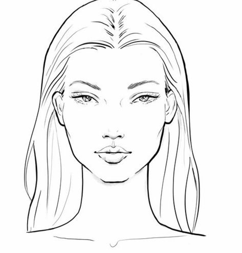 Women Croquis, Silhouette Mode, Fashion Illustration Face, Fashion Illustration Poses, Fashion Model Sketch, Makeup Drawing, Face Template, Hair Illustration, Fashion Figure Drawing