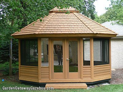 Round Gazebo, Enclosed Gazebo, Round House Plans, Gazebo Decorations, Gazebo On Deck, Diy Gazebo, Modern Gazebo, Screened Gazebo, Swim Spas