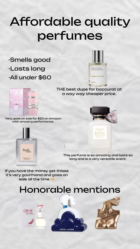 Affordable perfumes Best Affordable Perfumes, Perfume Recommendation, Affordable Perfume, Fresh Cream, Smell Good, Ariana Grande, Good Things