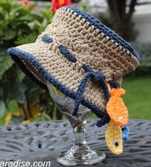 Get baby ready for their first fishing trip with the Gone Fishin' Baby Hat. This fish-floppin' hat is so cute, it got us hook, line, and sinker. Newborn Crochet Hat Pattern, Crochet Newborn Hat, Crochet Photo Props, Bucket Hat Pattern, Crochet Fish, Crocheted Hat, Crochet Bucket Hat, Childrens Hats, Crochet For Boys