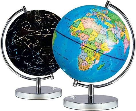 Science Kidz 2 in 1 Illuminated World Globes For Children - Light Up Night View Constellation Kids Lamp: Amazon.co.uk: Toys & Games Globe For Kids, Constellation Lamp, Leap Frog Toys, Kids Lamp, Kids Globe, Detailed World Map, Constellation Map, Bedroom Night Light, Earth Map