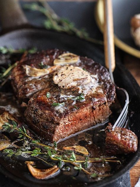 Filet Mignon with Porcini Mushroom Compound Butter Recipe Pan Seared Filet Mignon, Good Steak Recipes, Compound Butter Recipe, Mignon Steak, Filet Mignon Steak, Pan Seared Steak, Easy Steak Recipes, Easy Steak, Compound Butter