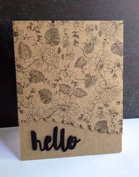 Kraft and Black Hello | I'm in Haven | Bloglovin’ Kraft Paper Cards, Cardstock Cards, Clean And Simple Cards, Easy Cards, Hello Cards, Craft Card, Greeting Card Ideas, Card Inspo, All Occasion Cards