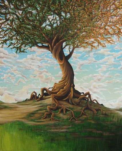 Tree Roots Painting Acrylic, Surreal Tree Art, Human Tree Art, Tree Of Life Artwork Drawings, Tree Person Art, Magical Tree Art, Tree Of Life Art Drawing, Life Tree Drawing, Tree Of Life Art Painting