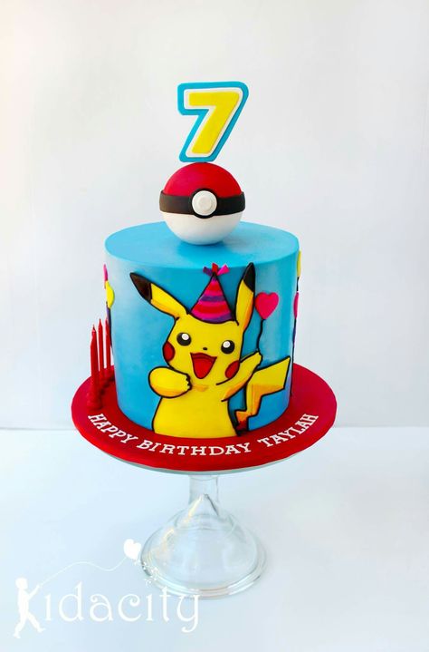 Pikachu Cake Pichachu Cake, Pikachu Cake Ideas, Cake Pikachu, Bolo Pikachu, Bowling Cake, Mario Birthday Cake, Pokemon Birthday Cake, Pokémon Birthday, Pikachu Cake