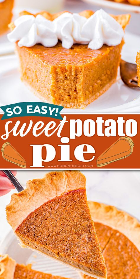 Easy Sweet Potato Pie Recipe Easy Sweet Potato Pie, Healthy Sweet Potato Pie, Canned Sweet Potato Recipes, Sweet Potato Pie Recipe Easy, Sweet Potato Pie Filling, Homemade Sweet Potato Pie, Easy Dinner Party Recipes, Easy Sweet Potato Recipes, Sweet Potato Pie Southern