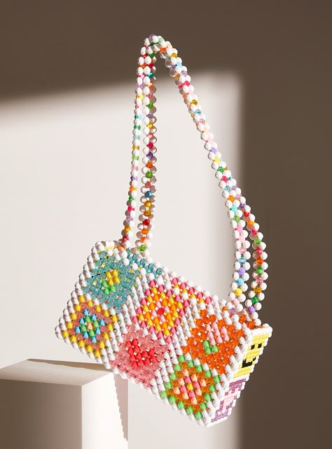 Granny Square Beaded Bag, Beaded Granny Square, Beads Bag, Hand Beaded Bag, Beaded Bag, Beaded Handbag, Square Bead, Beaded Purses, Beaded Accessories