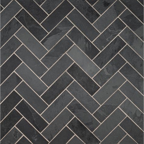 Montauk 4" x 12" Gauged Slate Subway Floor and Wall Tile Montauk Blue Slate Floor, Honed Slate Floor, Montauk Black Slate Floor, Slate Tile Floor The Tile Shop, Cascade Ridge Slate Tile Bathroom, Natural Stone Tile Floor, Fireplace Facade, Natural Stone Flooring, Slate Flooring