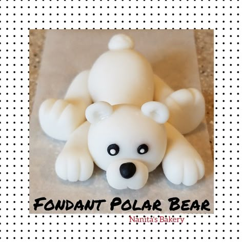 Fondant Winter Animals, Fondant Polar Bear Tutorial, Fondant Polar Bear, Winter Baby Shower Cake, Fondant Bear, Polar Bear Cake, Polar Bear Party, Fondant Girl, Penguin Cake