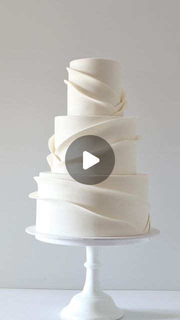 Wedding Cake Decorating Tutorials, Ruffle Cake Tutorial, White Fondant Cake, Fondant Leaves, Wedding Cake Tutorial, Fondant Cake Tutorial, Fondant Ruffles, I Had To Leave, Ruffle Wedding Cake