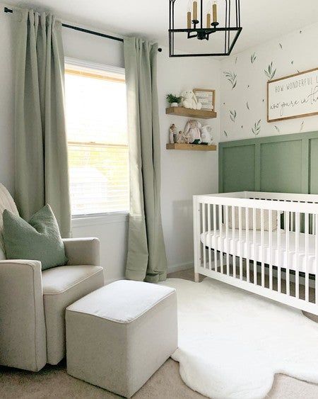 Gray Crib Nursery Color Schemes, Gelato Crib, Earthy Nursery, Sage Nursery, Green Baby Nursery, Sage Green Nursery, Gender Neutral Nursery Colors, Green Baby Room, Crib Nursery