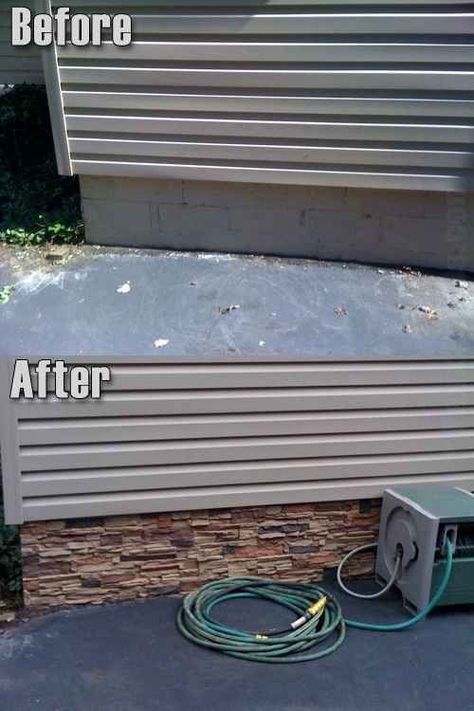 Apply stone or tile to the siding of the foundation of your home. | 33 Insanely Clever Upgrades To Make To Your Home Easy Backyard Diy, Living Pool, Easy Backyard, Nate Berkus, Casa Exterior, Have Inspiration, Home Upgrades, Diy Home Improvement, Home Reno