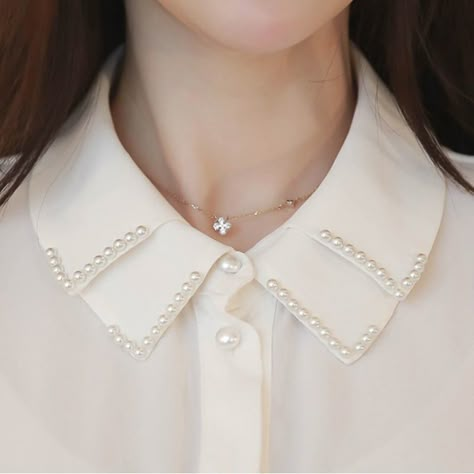 Collar Shirt Outfits, Star Vest, Pearl Shirt, Winter Blouse, Fancy Shirt, Womens Trendy Dresses, Women Blouses Fashion, Double Collar, Vest Blouse