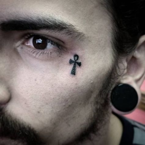 Under Eye Tattoo, Tattoo Journal, Ankh Tattoo, Face Tats, Egypt Tattoo, Spiritual Tattoos, Eyebrow Piercing, Face Tattoos, Face Tattoo