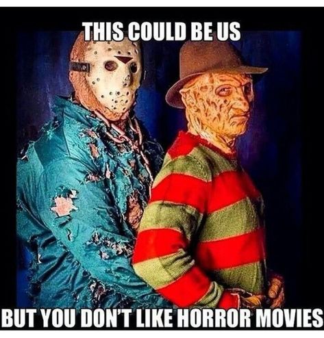 10 Horror Movie Memes Perfect For Halloween Funny Halloween Memes, Spooky Memes, Horror Movies Funny, Halloween Memes, Horror Movie Icons, Creepy Horror, Funny Horror, Movie Memes, Horror Movie Posters