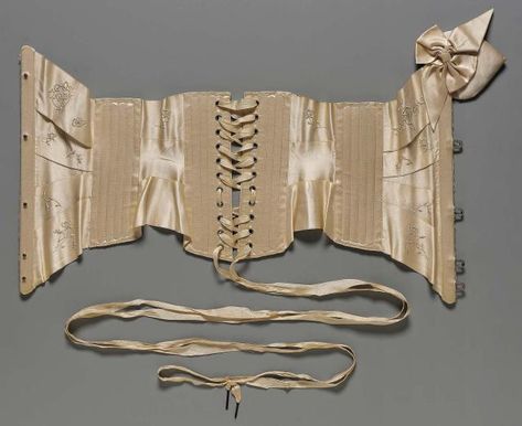 Edwardian Women, Ribbon Corset, Skeleton Model, Museum Of Fine Arts Boston, Grey Ribbon, Satin Corset, Princess Gown, Satin Ribbons, Period Costumes