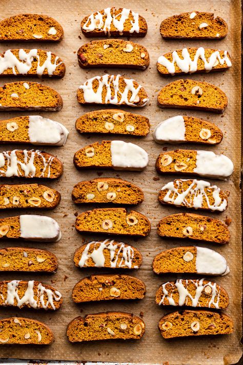 vegan pumpkin biscotti glazed Vegan Pumpkin Biscotti, Maple Biscotti, Pumpkin Biscotti, Lazy Cat Kitchen, Pumpkin Pie Spice Mix, Blackberry Crumble, Gluten Free Italian, Cat Kitchen, Crumble Bars