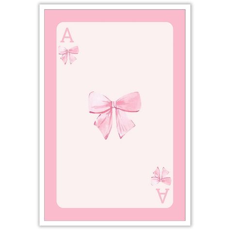 PRICES MAY VARY. 【Trendy Ace Card Posters Size 】12x16 in (30x40cm), 16x24 in (40x60cm), 24x36 in (60x90cm) Unframed,Modern Minimalist Home Decor Canvas Wall Art Is Perfect for Your Home Fashion Prints Wall. 【 Pink Bow Watercolor Prints】artwork use high-quality environmentally friendly ink and high-quality canvas, and use the industry's top printers for layered spraying, the colors are delicate and the transition is natural.bring you visual enjoyment. 【Apartments Minimalist Decor】makes your room College Apartment Prints, Pink Casino, Free Printable Wall Art Pink, Poster Prints Pink, Cute Posters, Girly Prints, Pink Poster Prints, Trading Cards Art, Pink Playing Cards