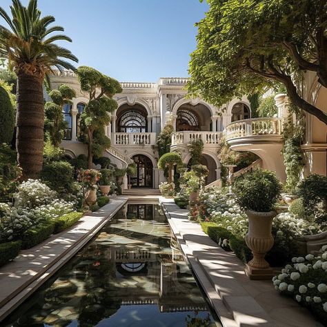 Pinterest • Instagram Mansion With Courtyard, Mansion Villa, Villa Italia, Beach Mansion, Luxury Architecture, Glamour Decor, Italian Aesthetic, Classic Building, Dream Life House