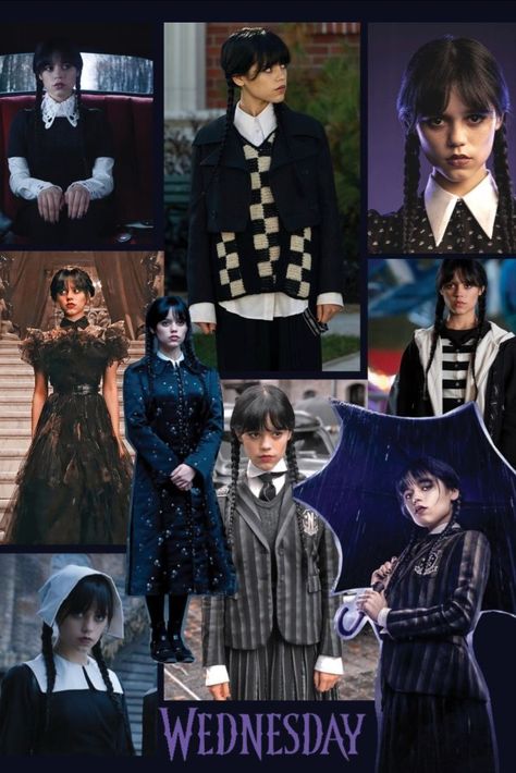 Wednesday Adams Style Outfits, Original Wednesday Addams, Wednesday Outfit Ideas, Wednesday Style, Ideas Disfraz, Wednesday Addams Outfit, Wednesday Outfit, Tv Show Outfits, Cute Costumes