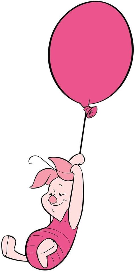 Pooh With Balloon, Pooh Bear Characters, Piglet Balloon, Ballon Drawing, Piglet Drawing, Piglet Birthday, Piglet Cartoon, Pooh Bebe, Winnie The Pooh Drawing