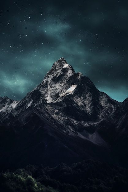 Night Court Mountains, Mountain Painting Night, Night Mountain Painting, Night Mountain View, Ramiel Mountain, Mountain Reference, Velaris Mountains, Night Sky Mountains, Mountain Night Sky